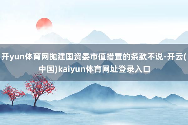 开yun体育网抛建国资委市值措置的条款不说-开云(中国)kaiyun体育网址登录入口