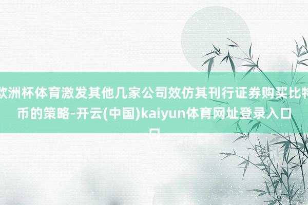 欧洲杯体育激发其他几家公司效仿其刊行证券购买比特币的策略-开云(中国)kaiyun体育网址登录入口
